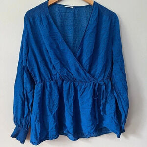 Penningtons Long Sleeve  Blouse | Blue Polka Dots | Size X